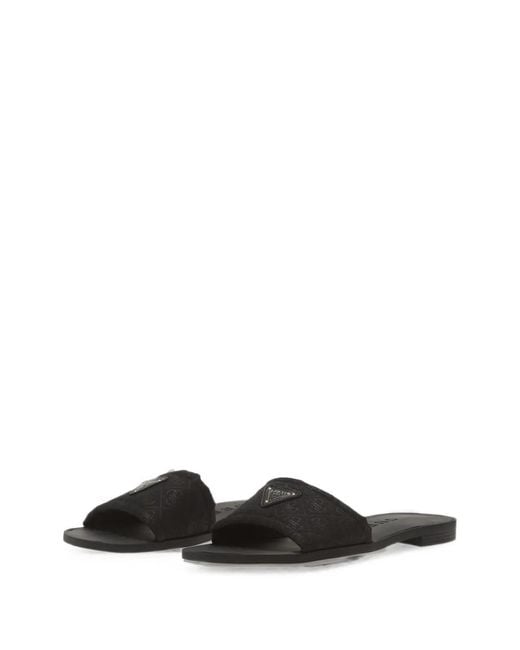 Guess Black Elysone Logo-Print Flat Sandals