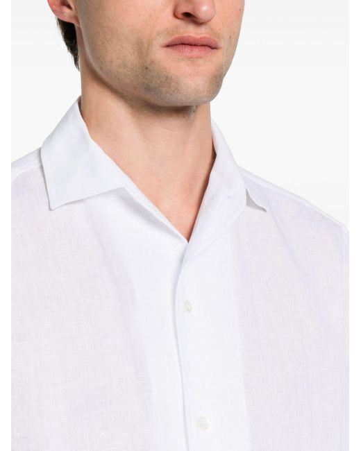 Brioni White Slub-texture Linen Shirt for men