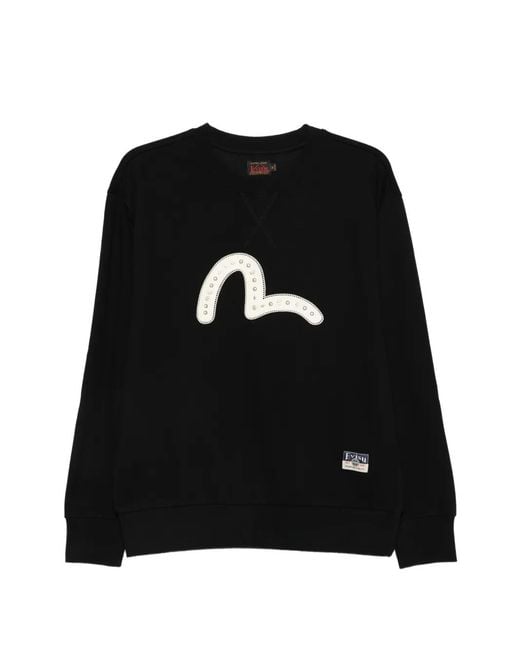 Evisu Black Logo-Patch Sweatshirt for men