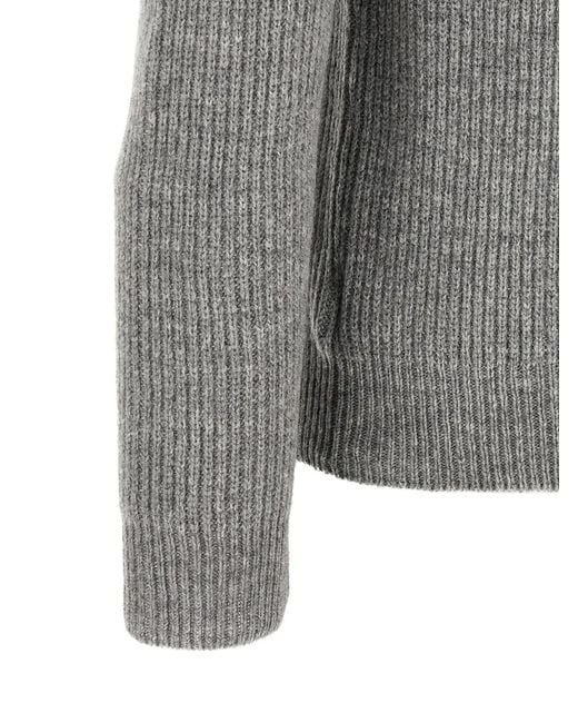 Zanone Gray Pull En Maille Côtelée À Col Ras-De-Cou for men
