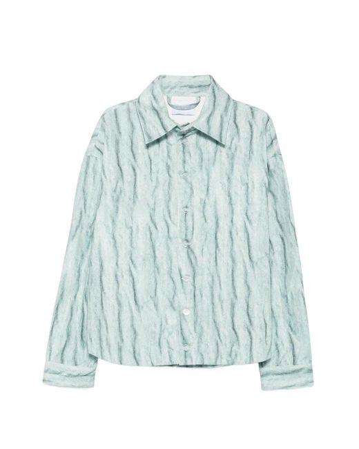 Bonsai Blue Crinkled-Effect Shirt Jacket for men