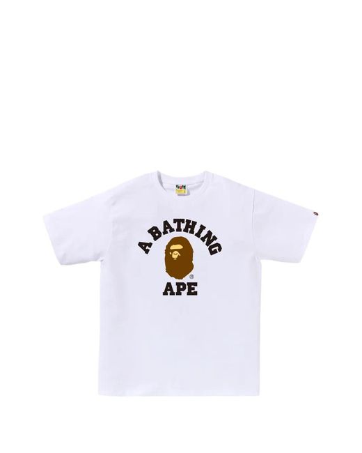 A Bathing Ape White College T-Shirt for men