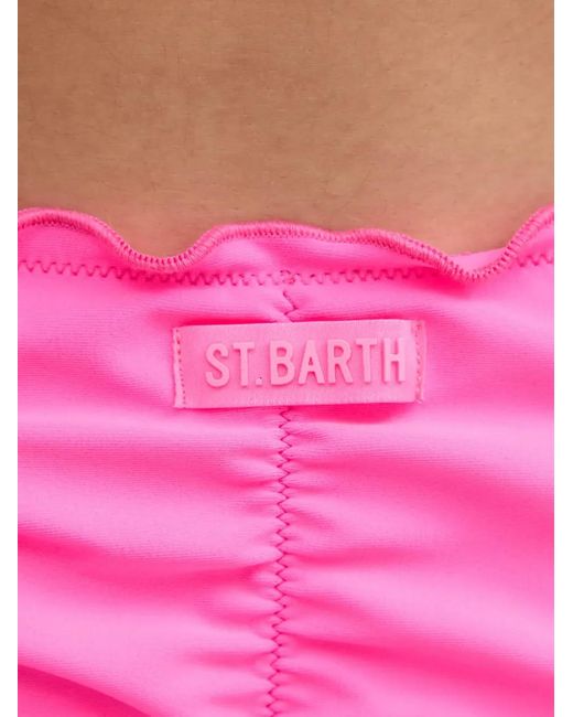 Mc2 Saint Barth Pink Miami Ruffled Side-Tie Bikini Bottoms