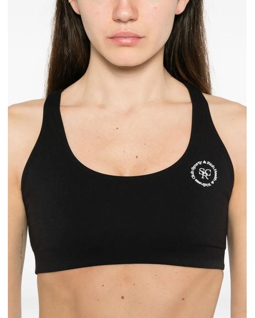 Sporty & Rich Black Srhwc Logo Cropped Sports Bra