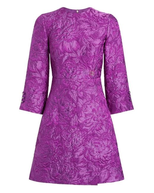 Dolce & Gabbana ジャカード ミニドレス Purple