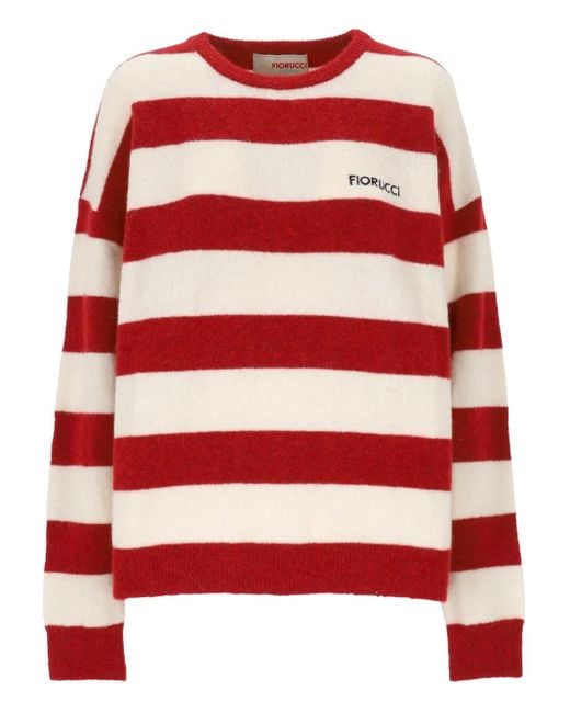 Fiorucci Red Striped Crew-Neck Sweater