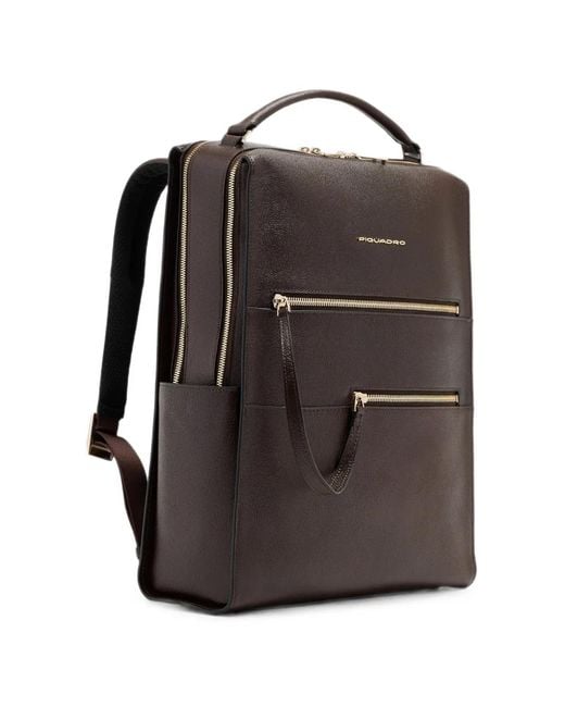 Piquadro Black Leather Backpack