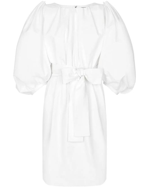 Dolce & Gabbana White Puff-Sleeve Cotton Dress