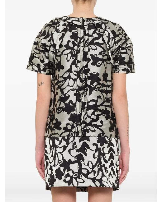 Lanvin Black Abstract-Print Short-Sleeve Top