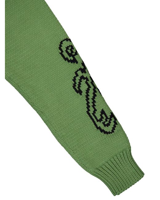 Off-White c/o Virgil Abloh Green V-neck Intarsia-knit Cardigan for men