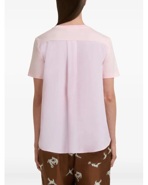 Marni Pink Cotton T-Shirt With Handstitched Logo