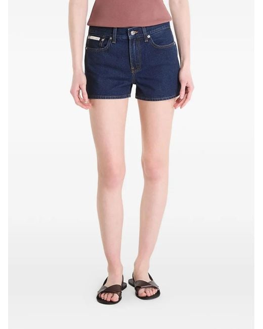 Calvin Klein Blue Logo-Patch Denim Shorts
