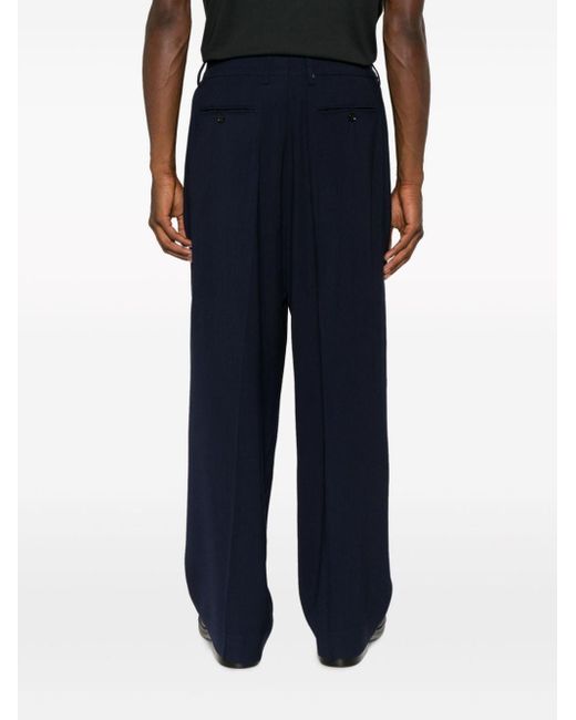 AMI Blue Pleated Wide-leg Trousers for men