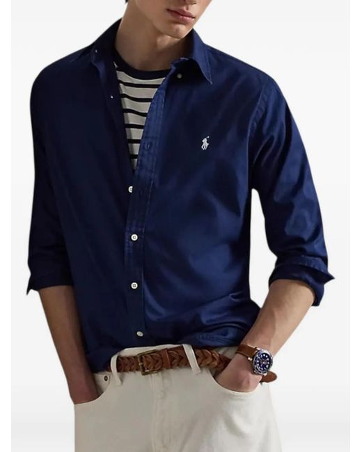Polo Ralph Lauren Blue Custom-Fit Twill Shirt for men
