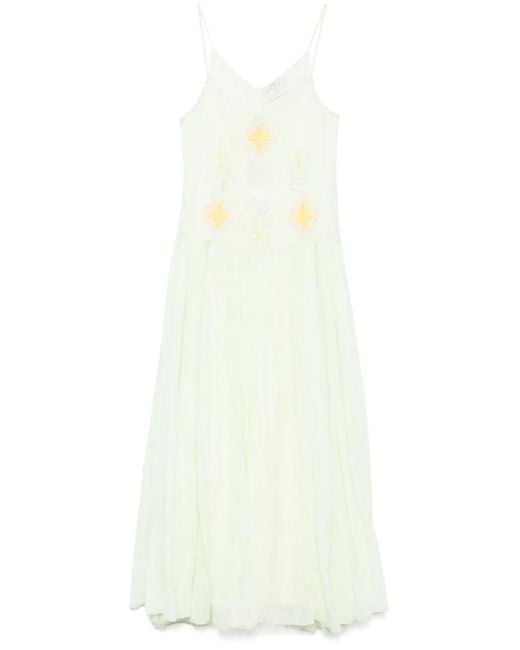 Forte_forte White Geometric-Embroidery Maxi Dress