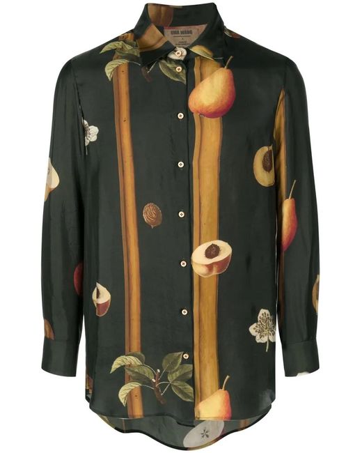 Uma Wang Black Graphic-Print Button-Up Shirt
