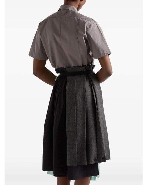 Prada Black Rush Stitch Fabric Patchwork Skirt