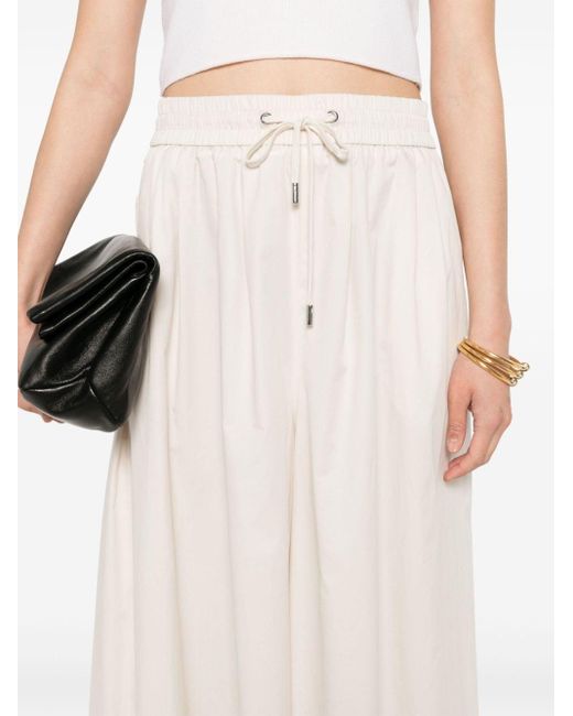 Peserico White Wide-leg Cropped Trousers