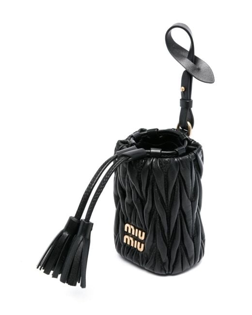 Borsa mini matelassé con logo di Miu Miu in Black