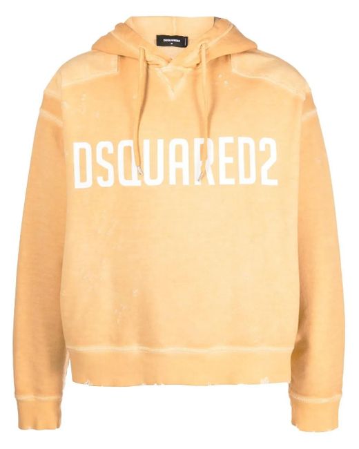 DSquared² Natural Logo-Print Drawstring Hoodie for men