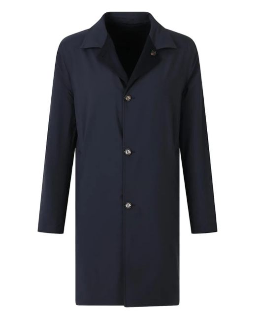 KIRED Black Button-Fastening Collared Coat for men