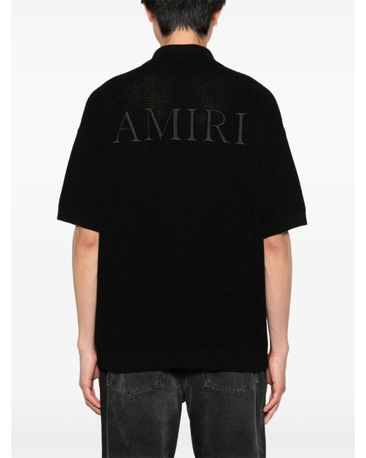 Amiri Black Crochet-Knit Mesh Shirt for men