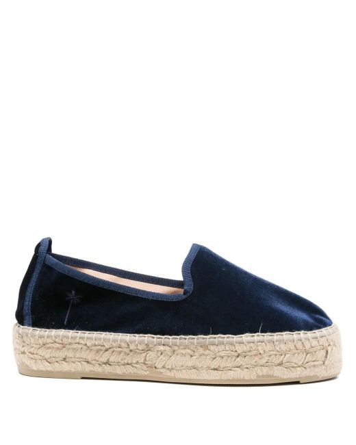 Manebí Blue Monaco Plateau-Espadrilles aus Samt