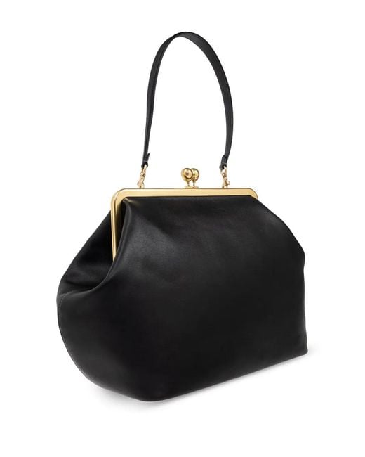 COACH Black Large Kisslock Frame Clutch Bag