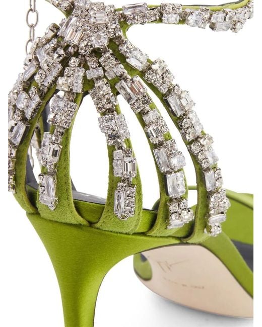 Giuseppe Zanotti Green Adele Crystal-Embellished Sandals