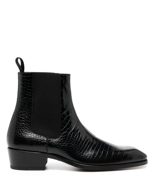 Tom Ford Black Bailey Leather Ankle Boots - Men's - Calf Leather for men