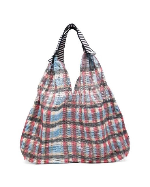 Epice Purple Udaipur S Striped-Handle Check Shoulder Bag