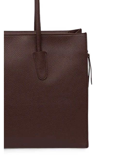 Coccinelle Brown Myrtha26 Logo-Embossed Leather Tote Bag