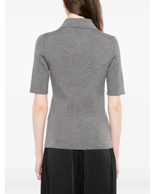 Jil Sander Gray Polo Côtelé En Laine Superfine