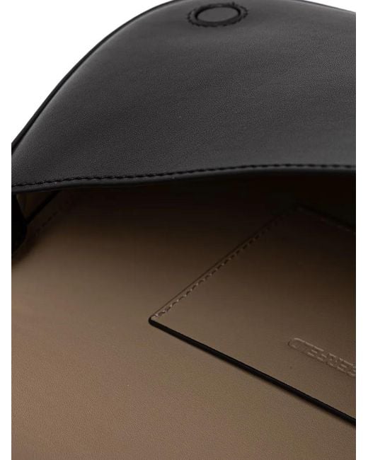 Karl Lagerfeld Black Perforated-Logo Leather Crossbody Bag