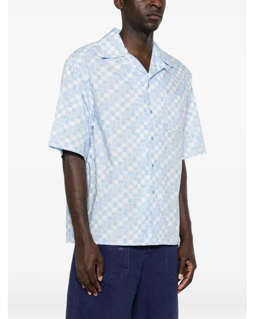 Marni Blue Buttoned Patterned Shirt for men