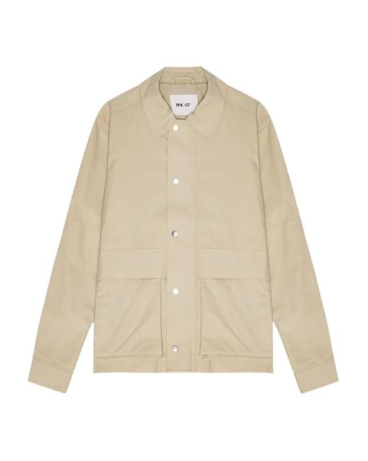 NN07 Natural Paulo Press-Stud Overshirt for men