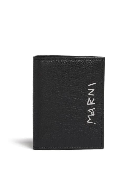 Marni Black Logo-Embroidered Billfold Wallet for men