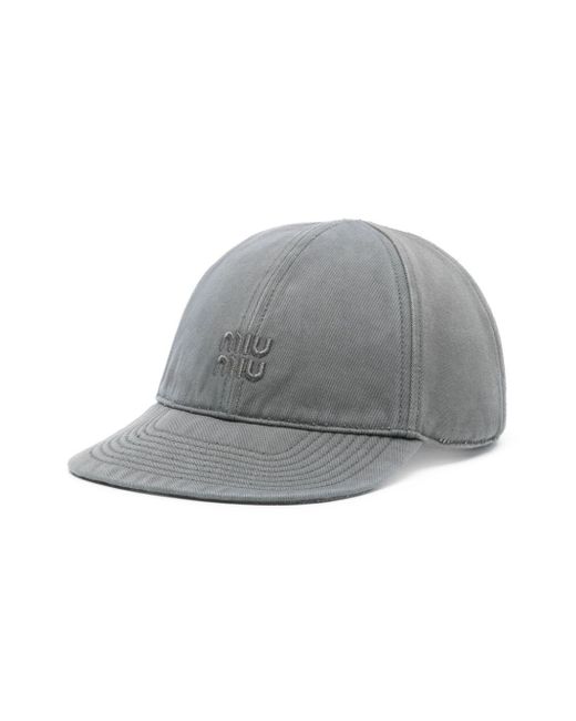 Cappello Da Baseball Con Ricamo di Miu Miu in Gray