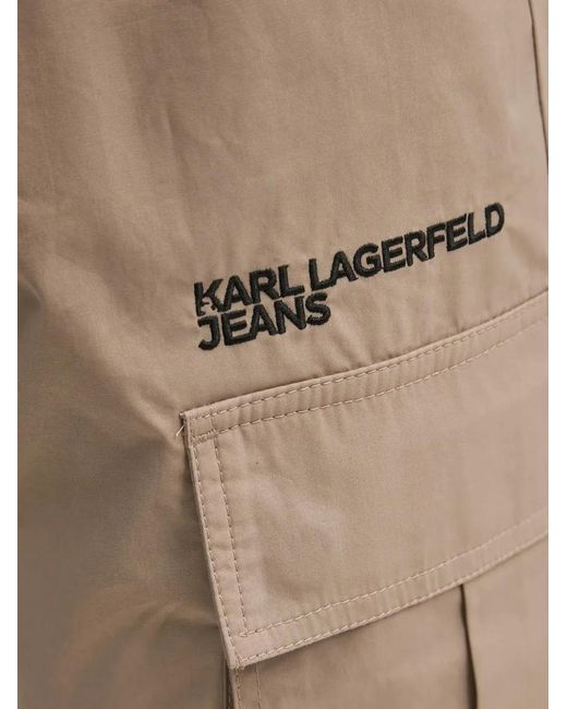 Karl Lagerfeld Natural Cargo-Pocket Cotton Trousers