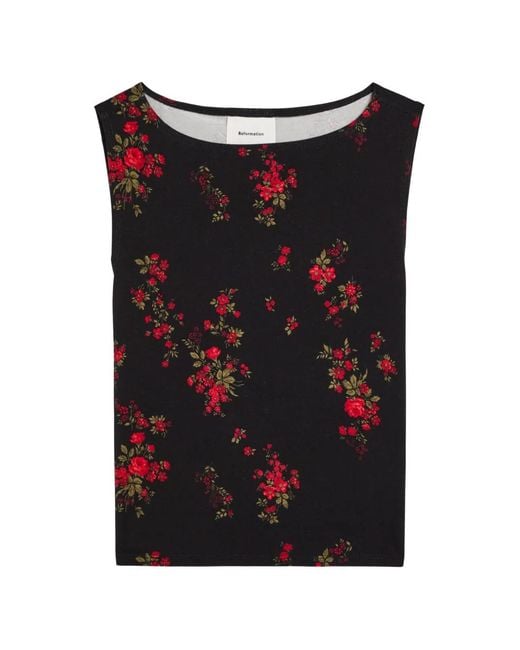 Reformation Black Dusk Floral-Print Top