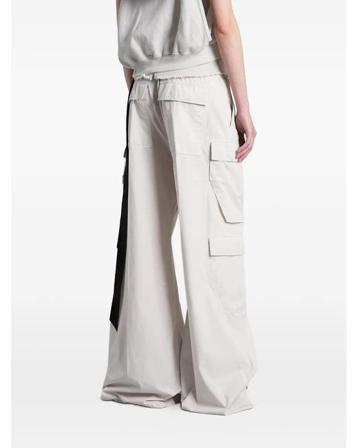 Rick Owens White Bela Drawstring-Waist Cargo Pants