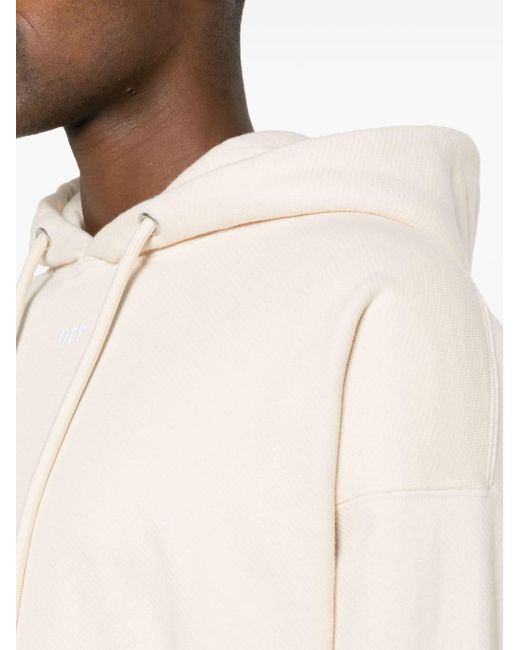 Off-White c/o Virgil Abloh Natural Arrows-embroidered Cotton Hoodie for men