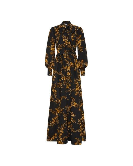 Rebecca Vallance Black Gilded Floral Long Sleeve Maxi Dress