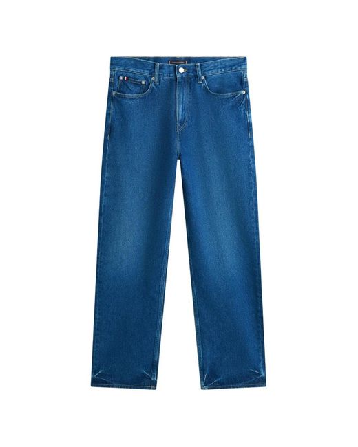 Tommy Hilfiger Blue Logo-Patch Straight-Leg Jeans for men