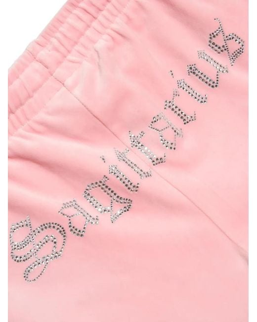 Juicy Couture Pink Diamanté Velour Track Pants