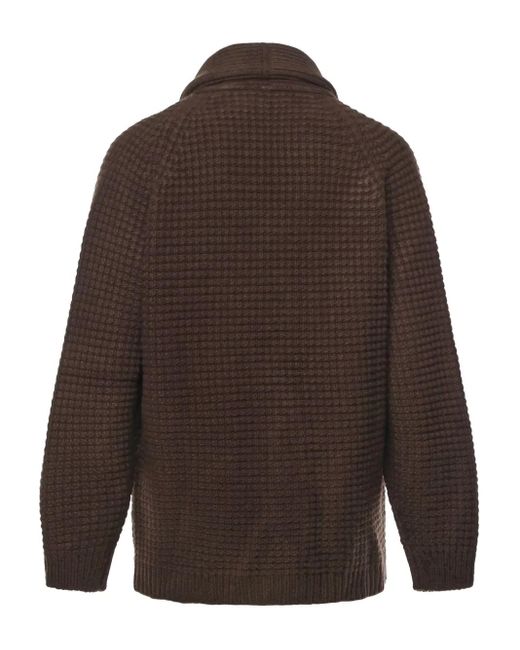 Eleventy Brown Buttoned V-Neck Cardigan for men