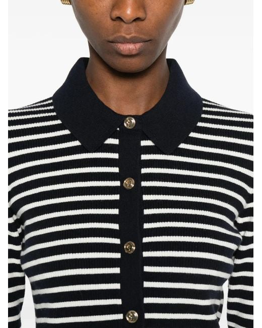 Maje Black Striped Polo Cardigan
