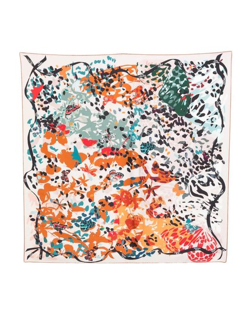 Fendi Red Butterflies-Print Scarf