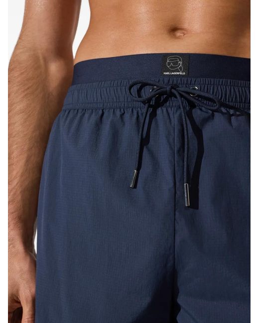 Karl Lagerfeld Blue Ikon Logo-Detail Swim Shorts for men