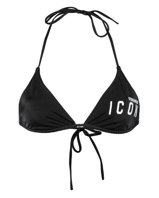 DSquared² Black Logo-print Bikini Top